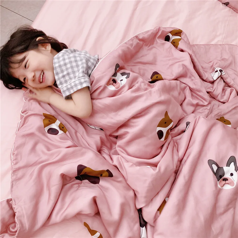 

Summer 60 Double-Sided Tencel Summer Blanket Three Four-piece Set Cute Cartoon Digital Printing Bed Viscose Airable Cover