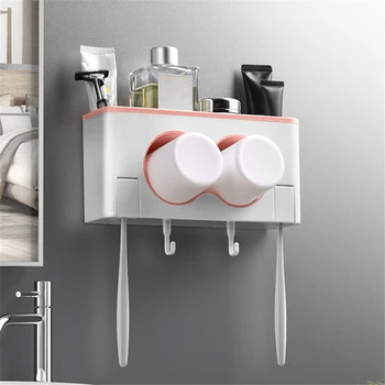 

Creative Couple Toothbrush Holder Suction Wall Multi-Function Wash Storage Box Toothbrush Cup Holder Storage Toothbrush