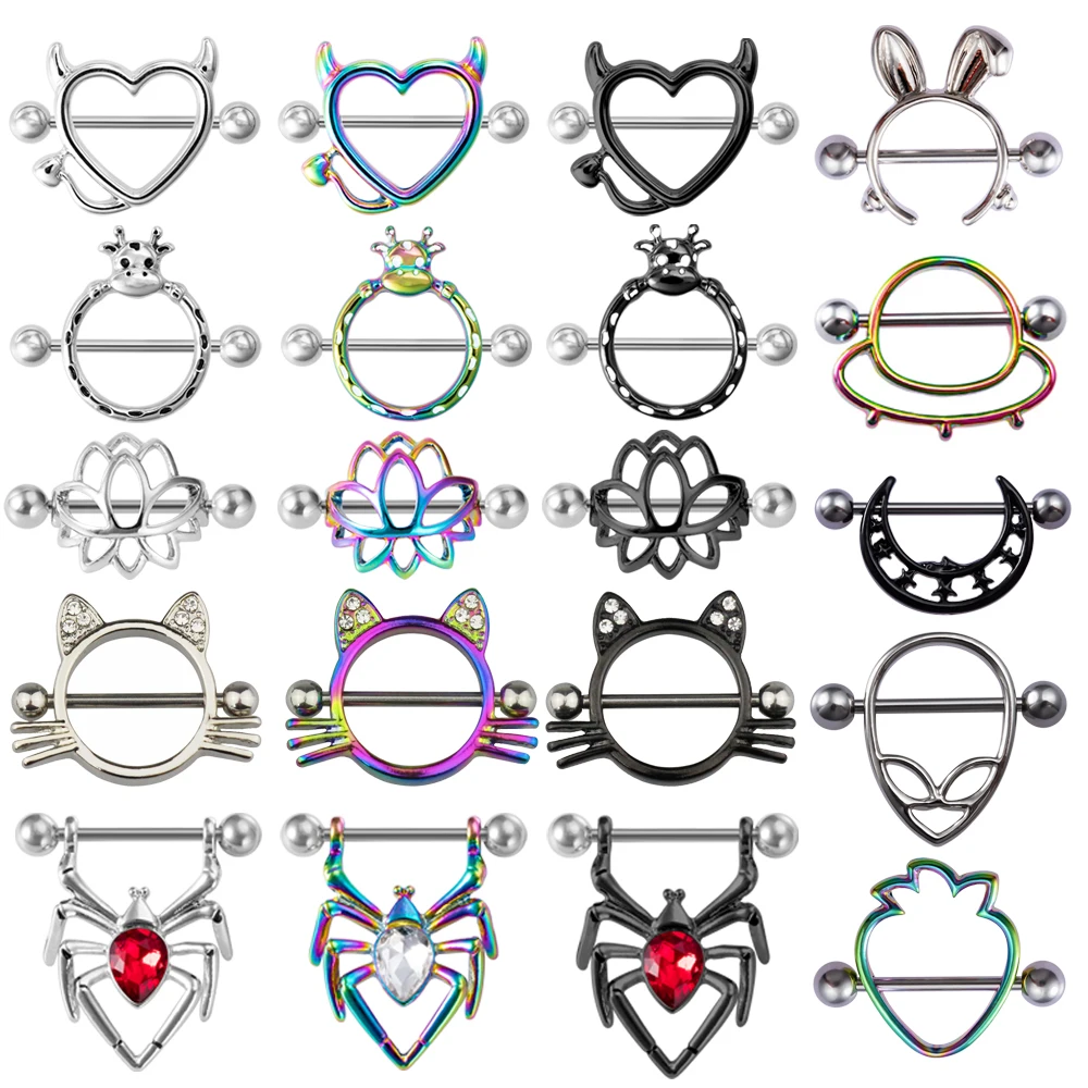 2Pcs Surgical Steel Nipple Piercing Bar Crystal Breast Piercing Jewelry