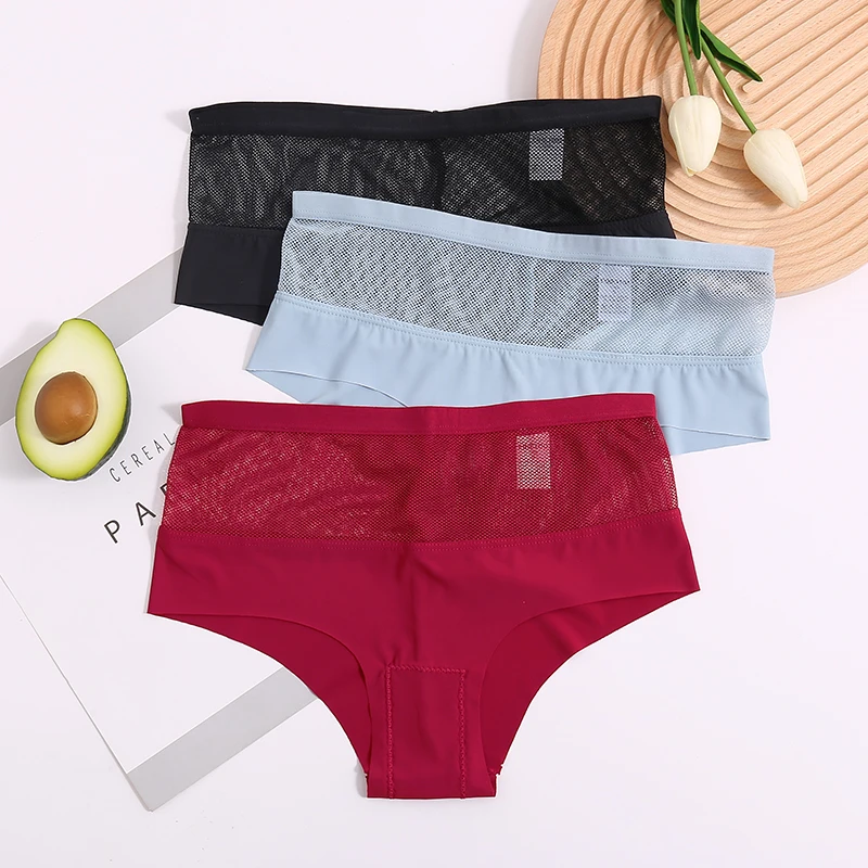 3PCS/Set M-XL Perspective High Waist Women's Panties Seamless Underwear Women See-Through Underpants Girls Intimates Lingerie plus size underwear Panties