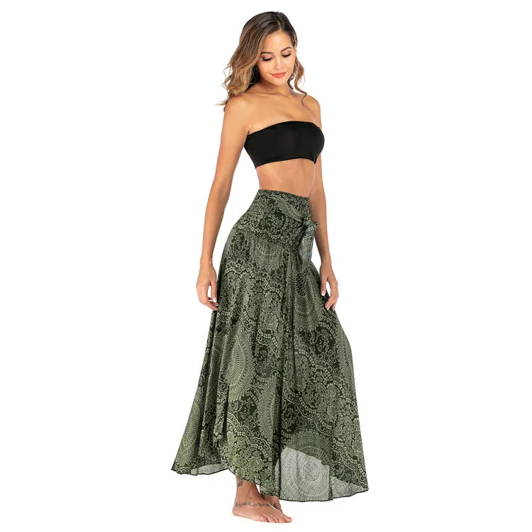 Orange mandala floral flower printed Thai skirt knotted plus size women halter neck jumpsuit Beach Skirts womens midi skirts