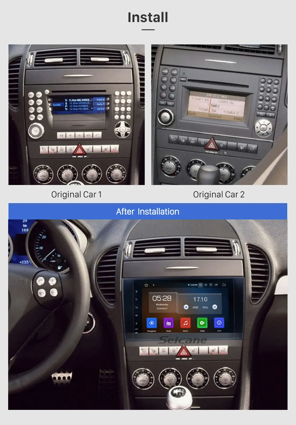 Best Seicane Android 9.0 8inch 2 Din GPS Car Radio For 2000-2011 Mercedes SLK Class R171 SLK200 SLK280 SLK300 SLK350 SLK55 2