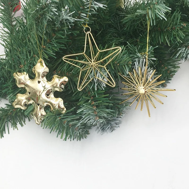 Макушка для новогодней елки железная Снежинка пятиконечные Чулки со звездой подвесная Елочная игрушка металлические подвесные украшения металлический кулон