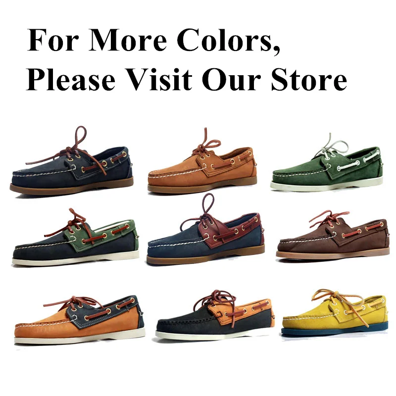 Men Women Genuine Leather Docksides Classic Boat Shoes,Homme Femme Blue White Plus Big Size 36-46 Brand Flats Loafers 2019A069