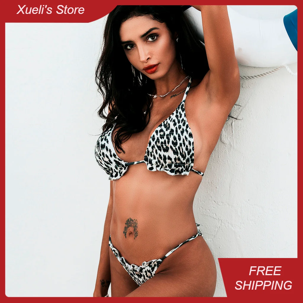maillot string leopard femme