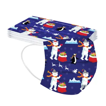 

100PCS Adult Christmas Print Three-layer Disposable Protective Mask Face Shield Pm2.5 Breathable Mouth Mask Mascarilla masques