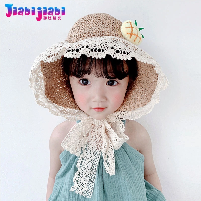 Panama Family style Summer Baby Girls Straw Hat Princess woman Lace