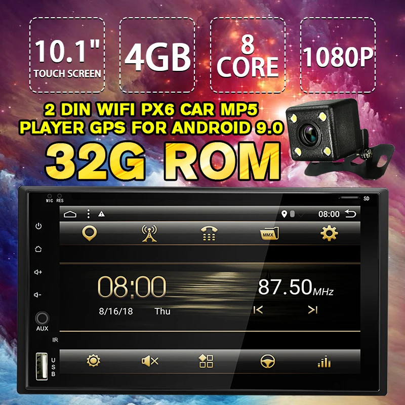MP5 плеер автомобильный 10 1 дюйма 8 ядер 4 + 32 ГБ Android 9 0 bluetooth GPS|Мультимедиаплеер для