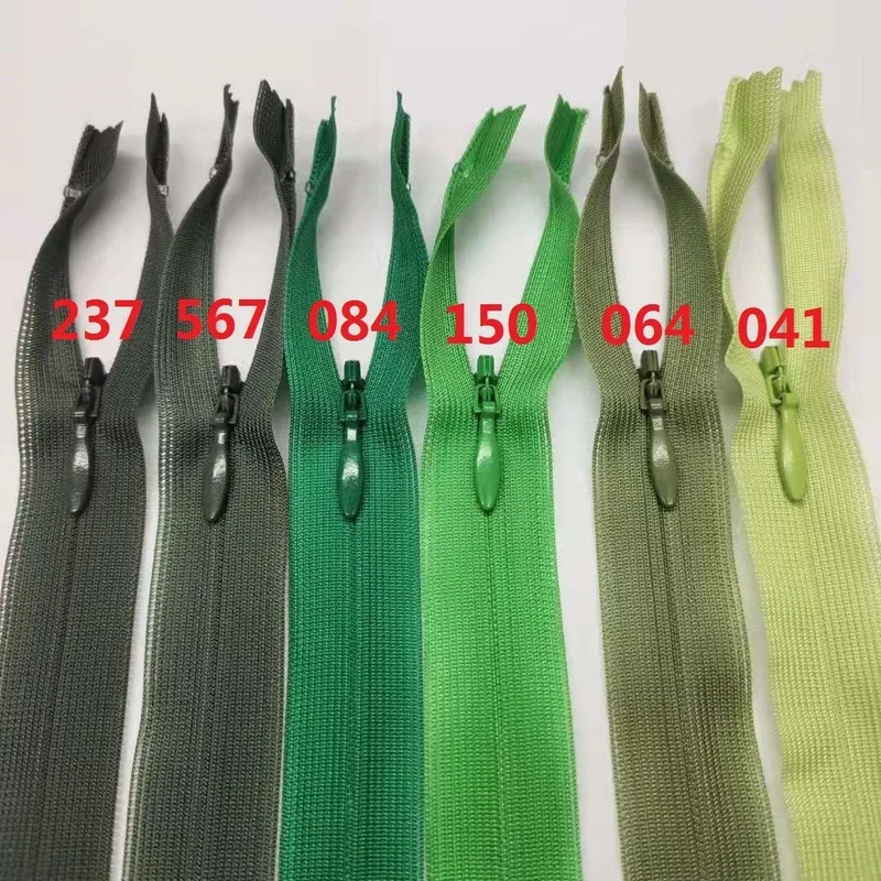 

50pcs/lot 2# Ykk Invisible Zipper Close End Lace Green Skirt Wedding Dress Shirt Home Textile Tailor Sewing Accessories