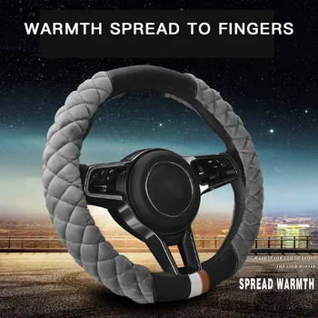 

Car Accessories Universal 15" Car Steering Wheel Cover Winter Warm Plush Cover Car Interior Decoration