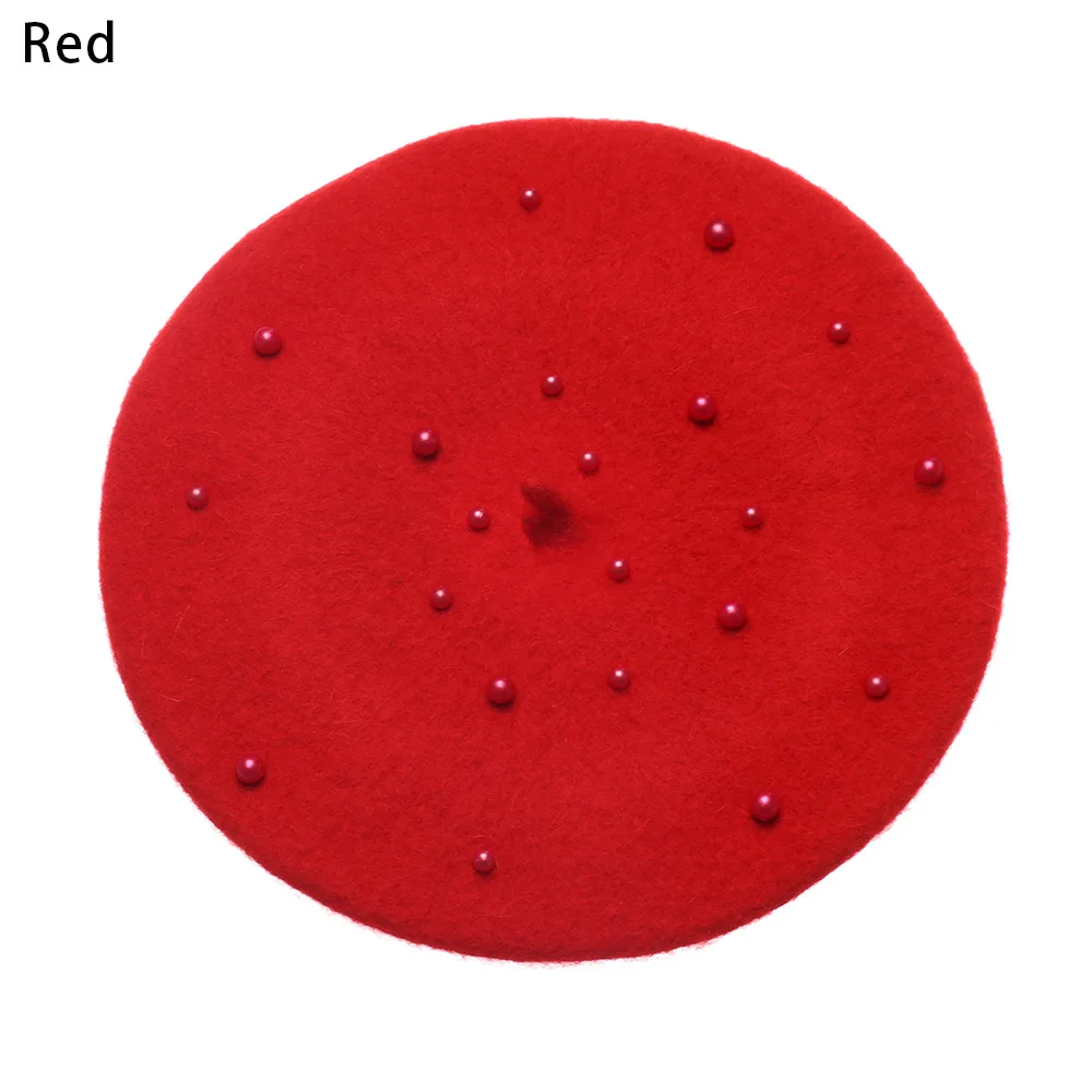 Style 2- red Осенне-зимний теплый берет; шапка для маленьких девочек; Детский головной убор с жемчугом; Детские модные милые элегантные шапки; Рождественский подарок - Цвет: Style 2- red