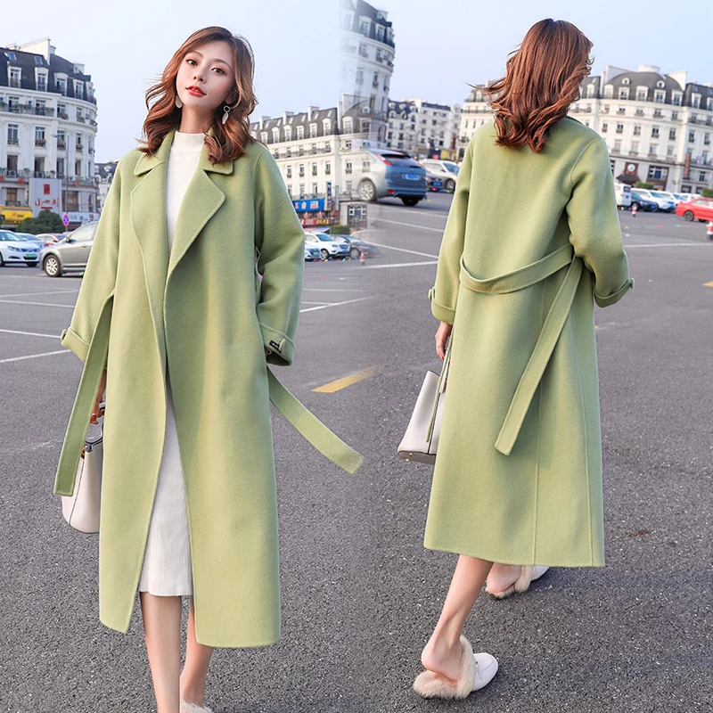 2020 Women Winter Wool Coat Jacket Female Spring Autumn Woolen Trench Coat Korean Loose Long Outwear Woman Vintage Plus Size XL