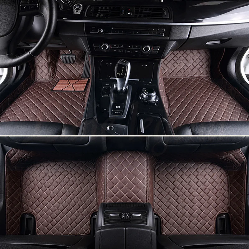 Обновленные кожаные автомобильные коврики для Volkswagen VW Golf 7/GTI R Mk7 Hatchback Hatch 2013- пользовательские подушки для ног Автомобильный Ковер - Название цвета: coffee