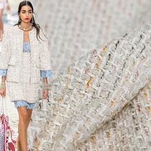 Перламутровый шелк Франция красочные резиновые твидовые ткани осенний пиджак платье костюмы материалы для одежды швейная ткань метр