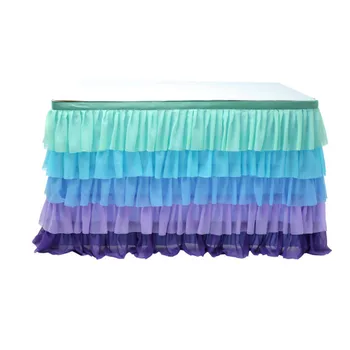 

Fashion White Tulle Ruffled Table Skirt Decoration for Rectangle Round Table 5-layer Party Festive Banquet Decor