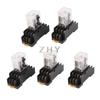 

AC 380V Coil Red Indicator Light 3PDT 11 Pins Power Relay 5 Pcs + Socket Base