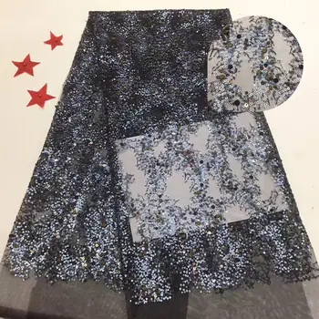 

2019 latest African lace fabrics 2019 high quality French net sequins embroidery lace tulle fabric