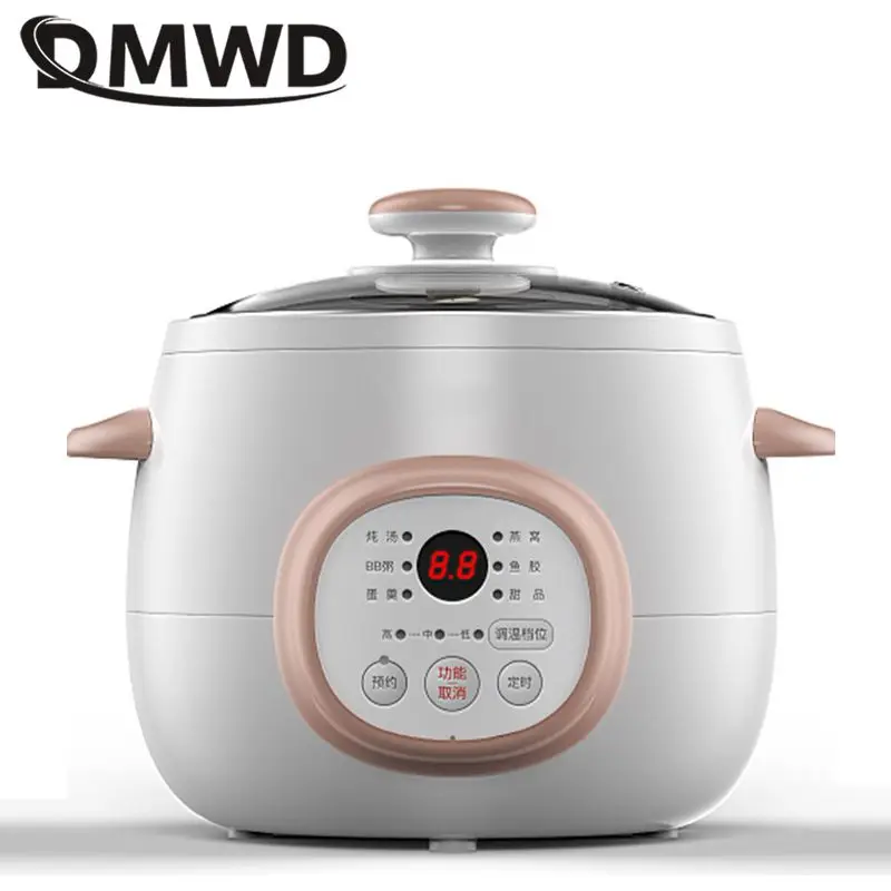DMWD 1.5L Household Electric Slow Cooker Stew Pot Ceramic Soup Pot Casserole Breakfast Machine Porridge 12H Appointment 3