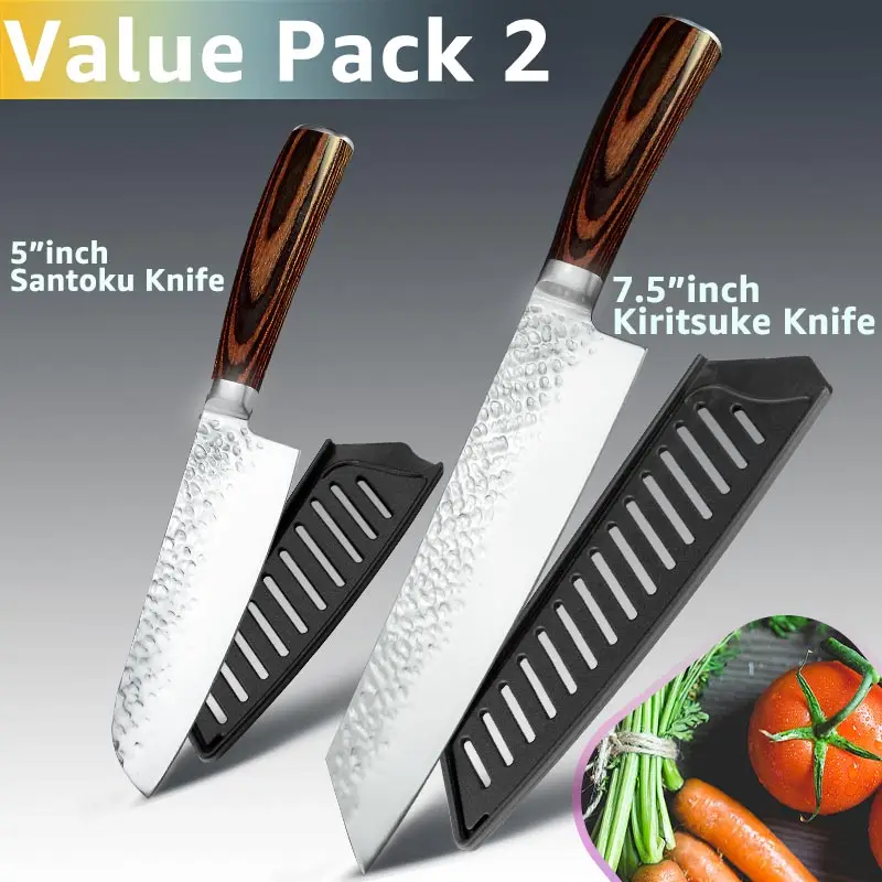 Value pack 2 Набор кухонных ножей, ножи шеф-повара, японские 7CR17 440C, высокоуглеродистая Нержавеющая сталь, Santoku, нож для нарезки мяса - Цвет: Value pack 2