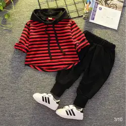 BibiCola/Новые весенне-осенние комплекты одежды для маленьких мальчиков, комплект детской одежды для мальчиков, хлопковая футболка с длинными