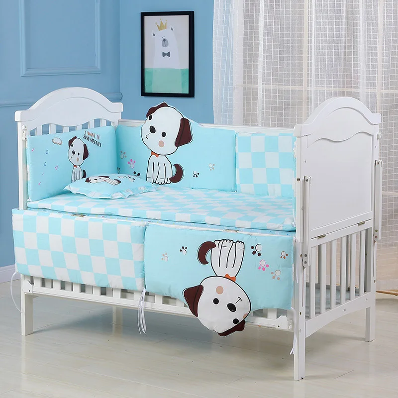 IMBABY/комплект постельного белья для малышей, 5 шт., детская кроватка, постельное белье для малышей, мягкая детская кроватка из хлопка, мягкий детский бампер, наволочка, простыня для младенцев - Цвет: Dog 120-65cm