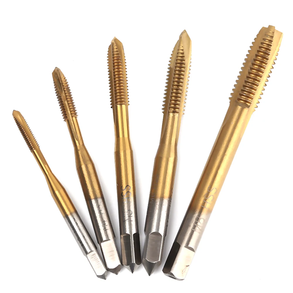 1PC Titanium Hand Tap Tapping Screw Thread Metric Plugs Taps Straight Flute Mechanical Wood Metal Milling Cutters M3 M4 M5 M6 M8 |