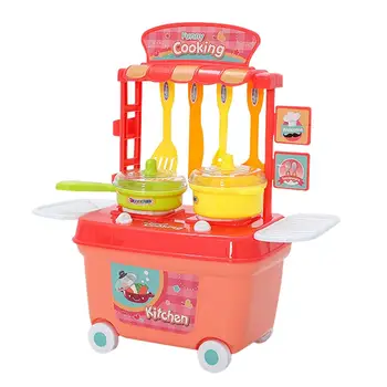 

Kids Simulated Kitchen Toys Set Energy Saving Good Material Flexibility Cute Girls Miniature Tableware Pretend Play Game