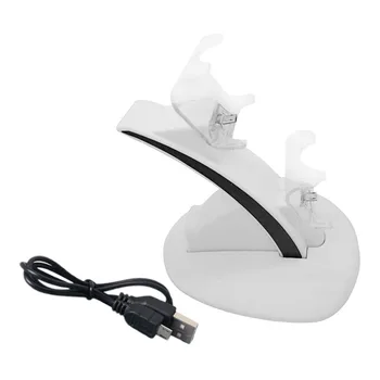 

LED Micro USB Dual Dock Charging Charger Stand White For Playstation 4 For PS 4 Slim Controller with USB Cable