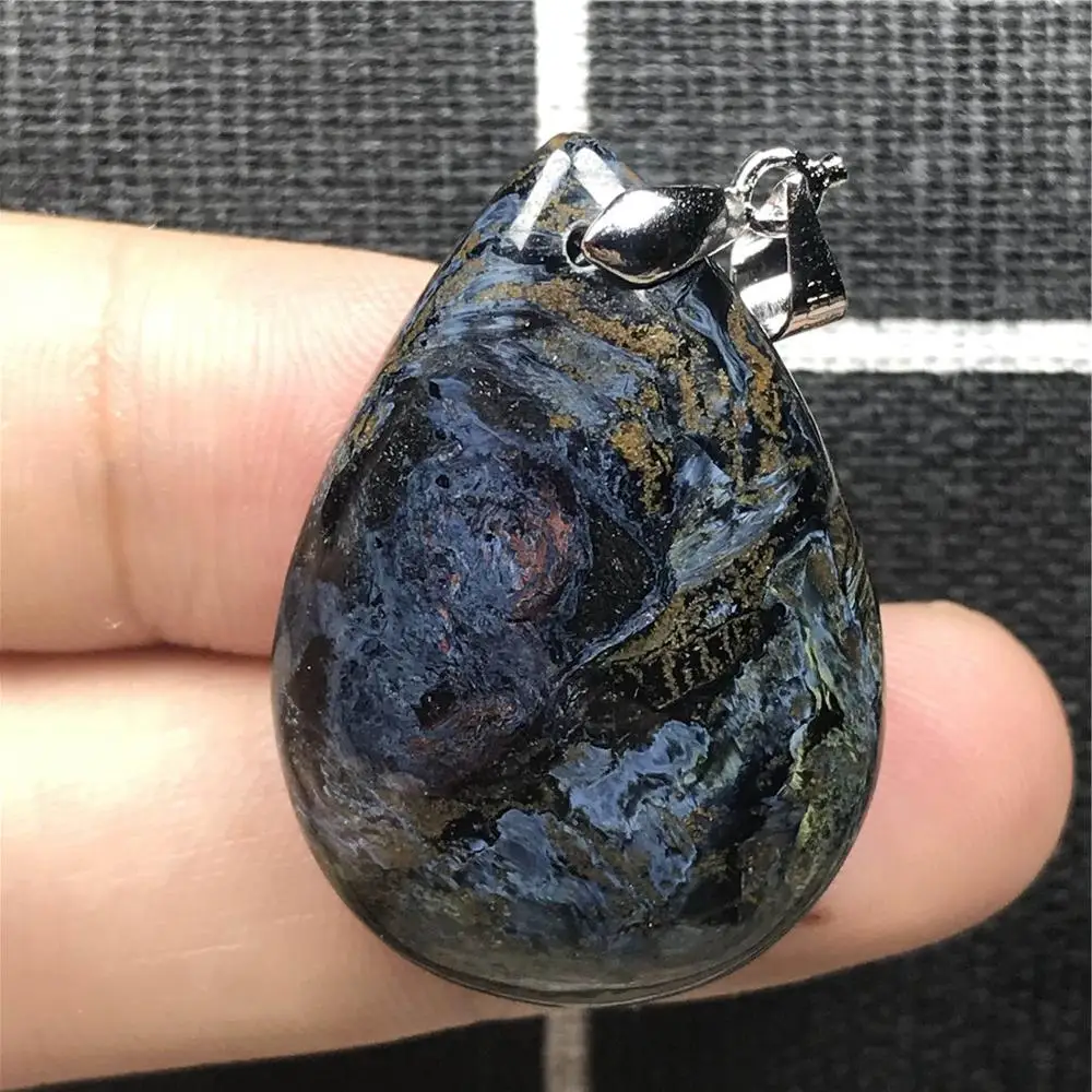Namibia натуральный синий кулон Pietersite для женщин и мужчин кристалл 33x22x7 мм капли воды бусины фейерверк эффект камень ювелирные изделия AAAAA