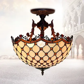 

16 inch tiffany absorb dome light dining-room of Europe type contracted glass chandelier bedroom balcony lamp lights