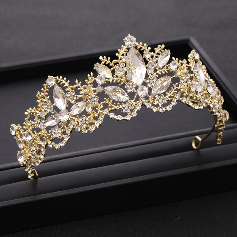 AiliBride свадебные аксессуары для волос, корона с роскошными стразами и кристаллами в стиле барокко, свадебная корона, серебряная тиара, свадебные аксессуары для волос