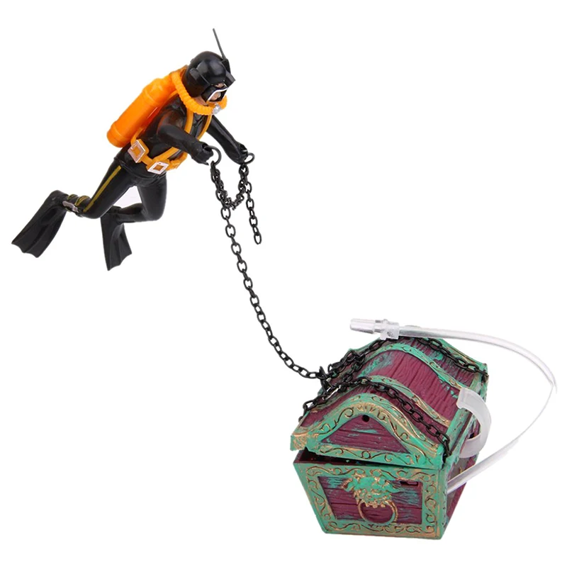 Black BMBY-treasure Treasure hunter Diver Decoration for Aquarium Fish Tank - Цвет: Black