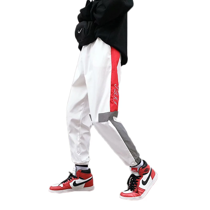 

Dossan HipHop Color Pants Men Women Joggers Sweatpants Men's Streetwear Shiny Blink Long White Red Pants Running Trousers