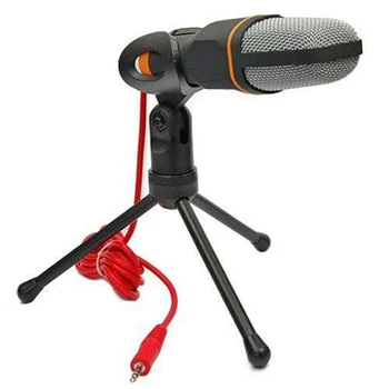 

Microphone with Mini Stand Tripod Audio Recording For Computer PC Phone Desktop