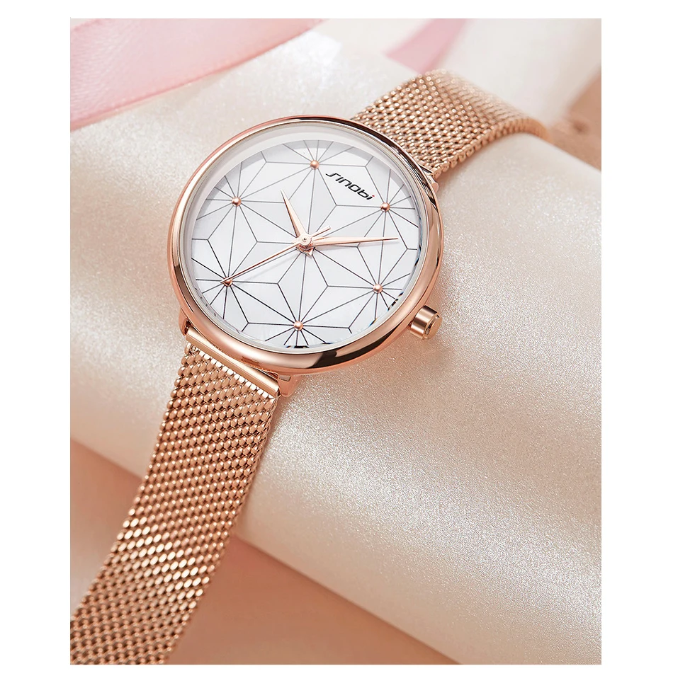 SINOBI для женщин модные простые часы платье кварцевые часы дамы нержавеющая сталь водонепроницаемый наручные часы девушка часы Relogio Feminino