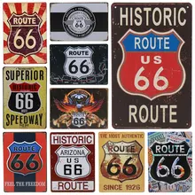 30X20 см US Route 66 плакат Настенные стикеры Паб Бар украшения гаража домашний декор мотоцикл пластина Олово Знаки табличка Металл Винтаж H17