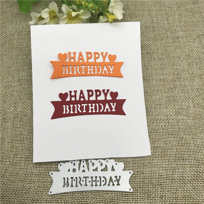Troqueles de corte de Metal con palabras Feliz cumpleaños Plantilla de estampado para manualidades corte en relieve confección de tarjeta plantilla para marco Art Cutte
