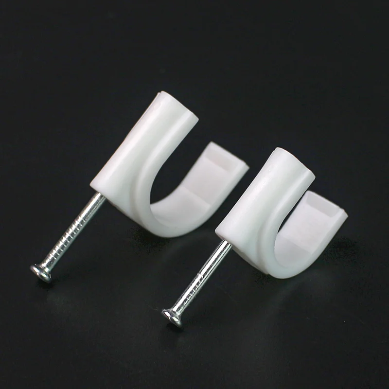 100 개 4mm  12mm 사각형 케이블 강철 네일 라인 카드 카드 와이어 라인 사각형 케이블 클립 트로프 와이어 고정 흰색 와이어 리테이너