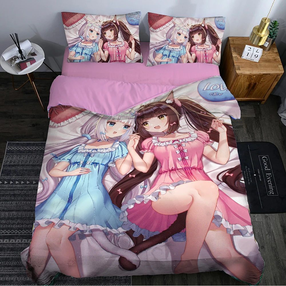 Modern Game Nekopara 3D Digital Printed Bedding Set Duvet Cover Pillowcase Bedroom Decoration Multisize Home Textile