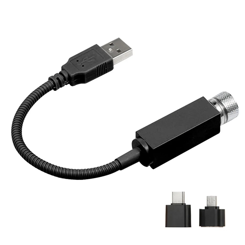 Автомобильный светильник-проектор с USB разъемом, регулируемый светодиодный декоративный светильник