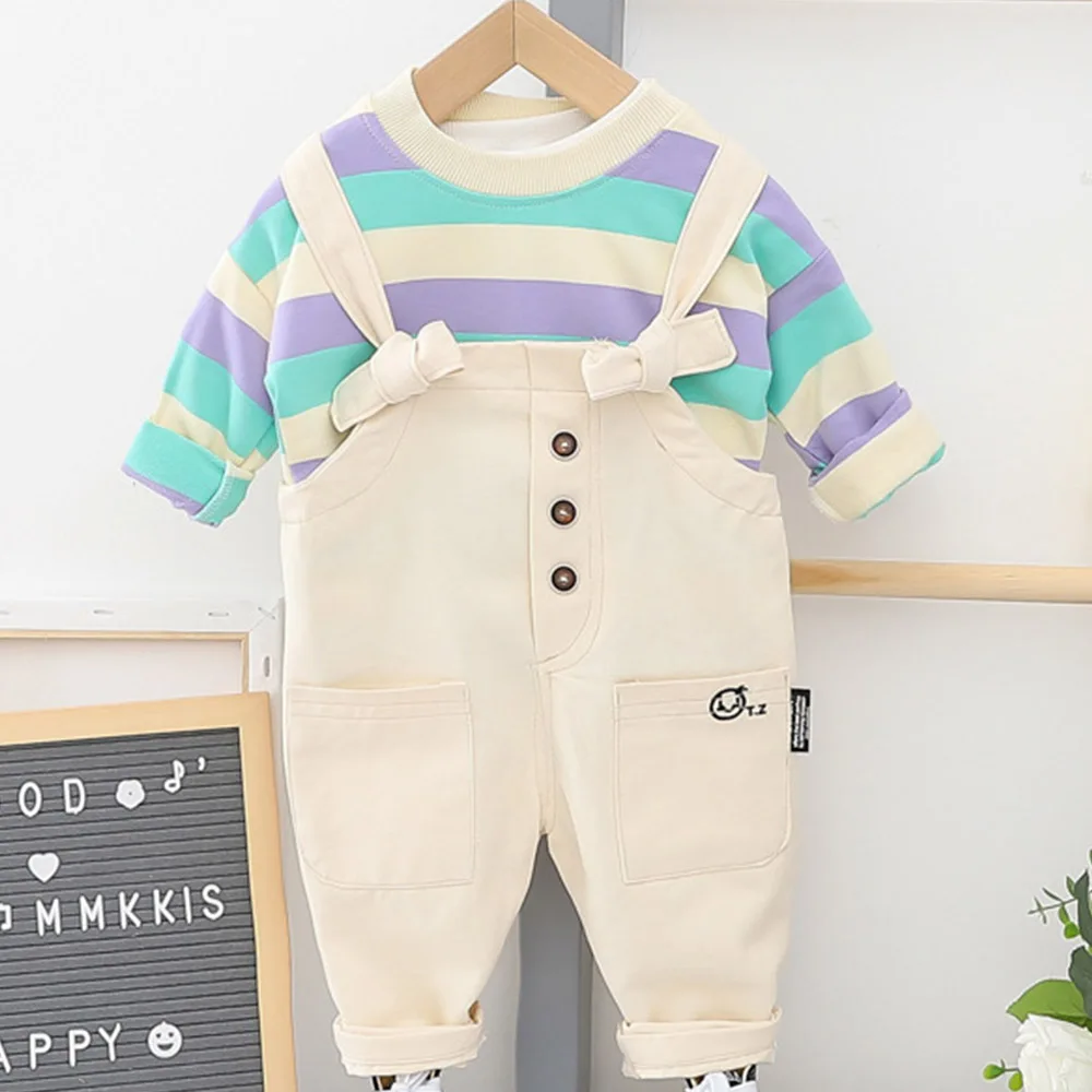 AmyaBaby/комплекты одежды для детей Одежда для мальчиков футболка в полоску с длинными рукавами+ штаны весенняя одежда для малышей из 2 предметов комплект одежды для мальчиков на день рождения