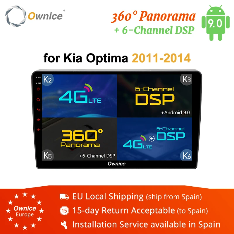 Ownice K1 K2 K3 K5 K6 8 Core 9&quot Android 9.0 2din Car Radio Multimedia Player for KIA Optima 2011 - 2014 4G LTE 360 panorama DSP |