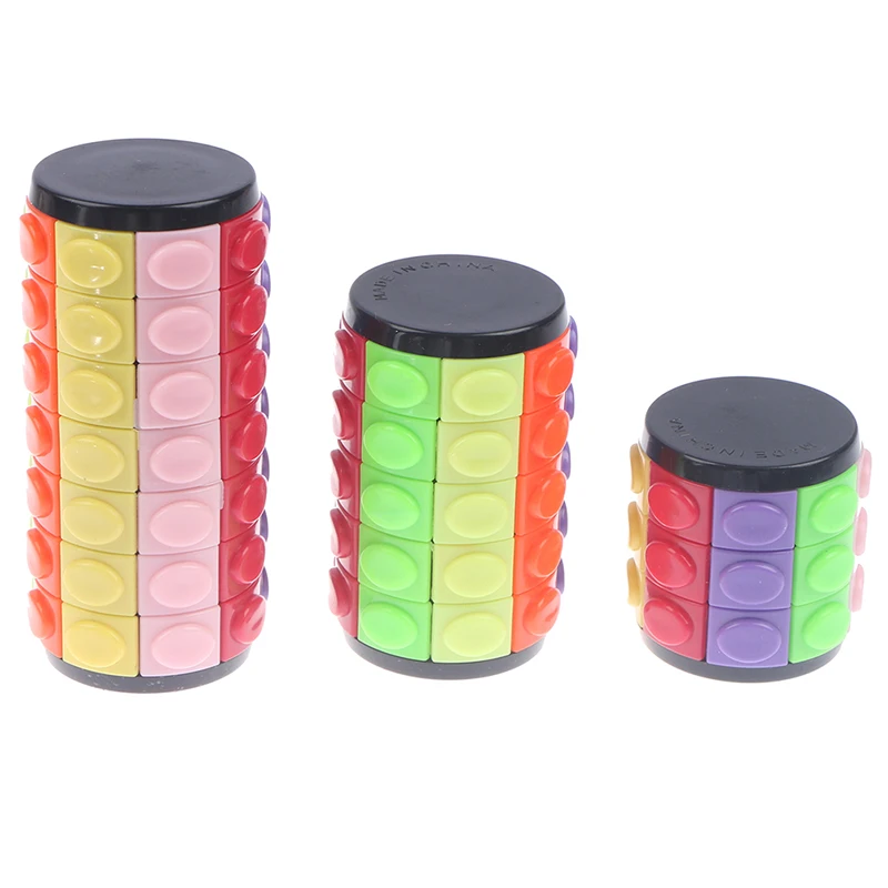 1Pc Tower Stress Cube Puzzle Toy Cube Color Cylinder Sliding Puzzle Sensory  DF 