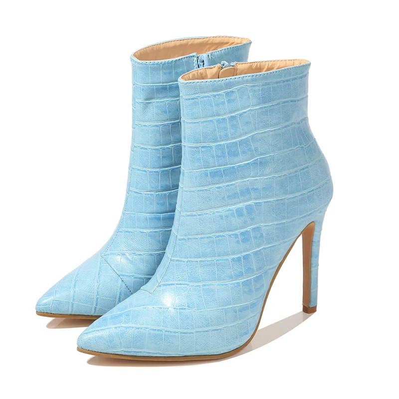 

2019 Women 11cm High Heels Fetish Stripper Leopard Boots Chunky Ankle Boots Combat Snake Print thin Heels Chunky Fetish Shoes