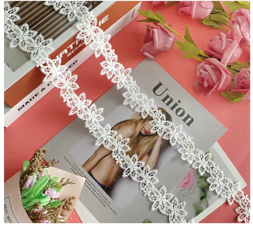 

3 Yards 4CM Milk Silk Lace Fabric Eyelash Lace Ribbon Lace Water-soluble Lace Garment Decoration Accessories