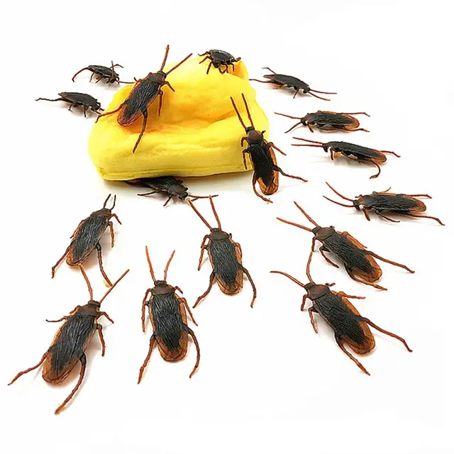 12Pcs Lifelike Cockroaches Toy Halloween Gadget Gags Practical Jokes Toys Plastic Bugs L4MC 2