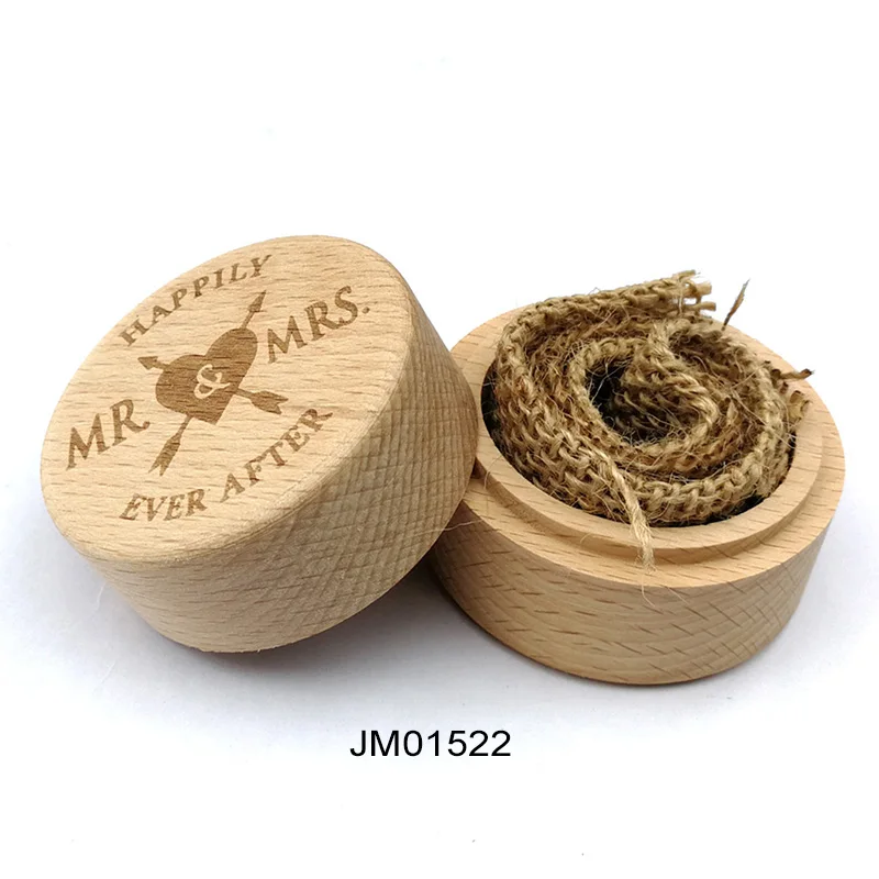 JM01522 Круглый 5,2*4,2 см Свадебный декор Винтажный чехол для хранения ювелирных изделий 1 шт. деревянная коробочка для колец ожерелье серьги контейнер сделай сам ручная работа - Цвет: JM01522