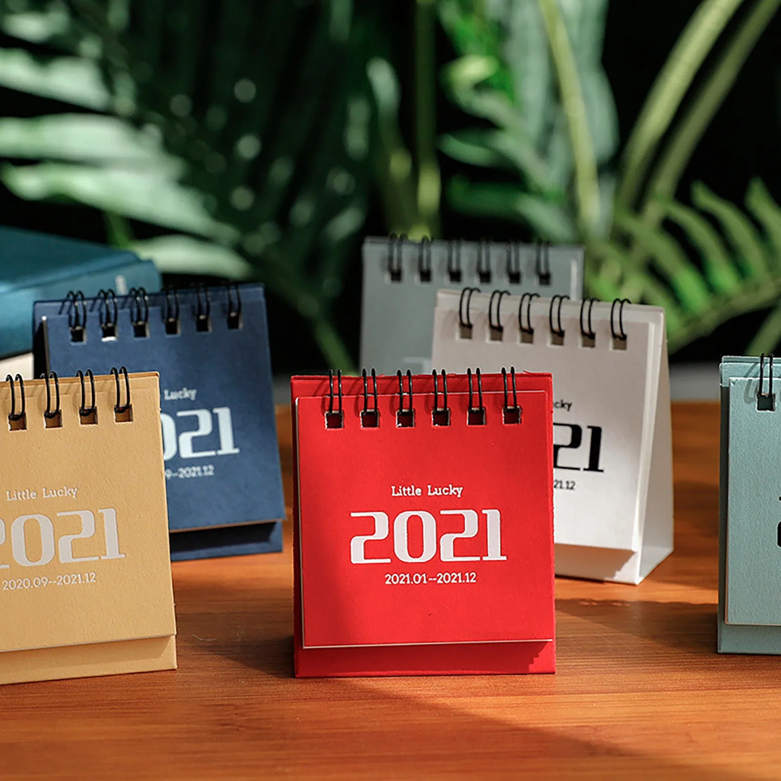 Mini Calendario de escritorio con tapa, calendario de mesa con doble horario diario, Agenda anual, decoración de la escuela y la Oficina, 2021
