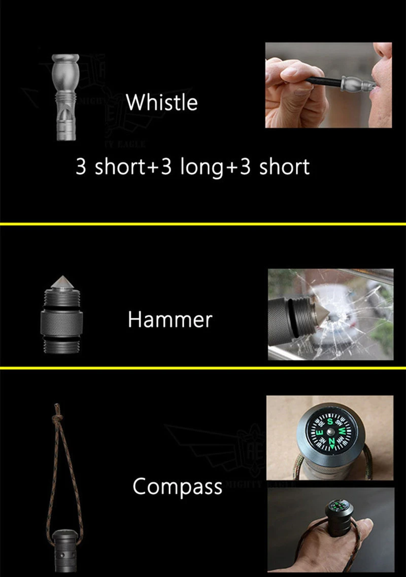 Multifunctional Outdoor Survival Tool 4 Sections Defense Tactical Walking Stick Portable Camping Alpenstock Car Emergency Tools (19)