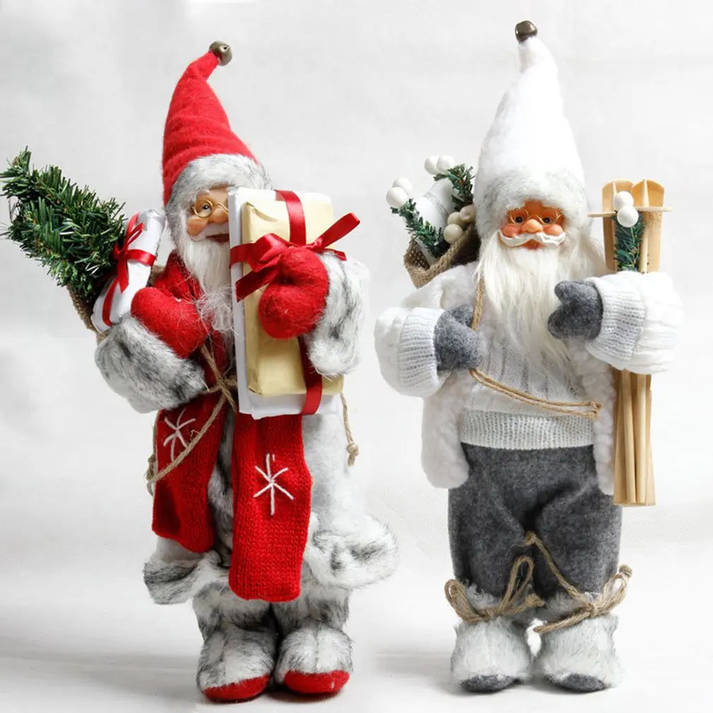 

30cm Christmas Ornament Simulated Santa Claus Doll Old Man Plush Figurine Animated Doll Decoration